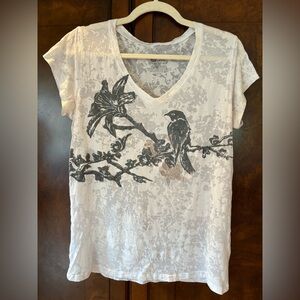 Anthropologie White Tee with Black Graphic